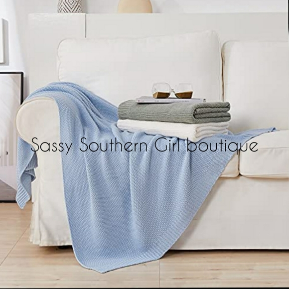 🆕⭐ Light blue cable knit blanket - Picture 4 of 9